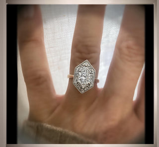 1.60 Ct Victorian Era Vintage Antique Style Dutch Marquise  Diamond Engagement Ring in 14K and Platinum  *** By Chelsea Leigh and Company