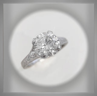 On SALE *** 2.25 Carat Antique Edwardian Vintage Style Round Diamond Engagement Ring *** By Chelsea Leigh and Company