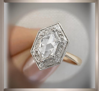 1.60 Ct Victorian Era Vintage Antique Style ROSE Cut Dutch Marquise  Diamond Engagement Ring   *** By Chelsea Leigh and Company