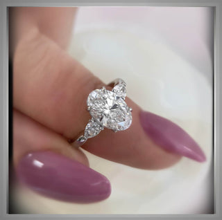 1.70 Carat Three Stone Oval Diamond Engagement Ring With Pear Diamond side Diamonds   VS1 E *** By Chelsea Leigh and Company