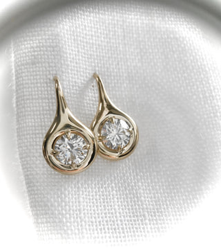 2.11 Ct  Orb Drop Puffy Bezel Earrings  French Wire Special Occasion  GIA Certified Wedding Bridal Earrings  ***By Chelsea Leigh and Company