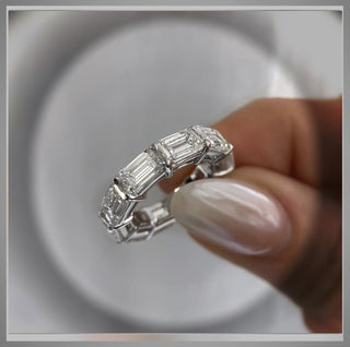 10 Carat East West Emerald Cut Diamond Eternity Band In Gold in 18K White Gold  *** By Chelsea Leigh and Company