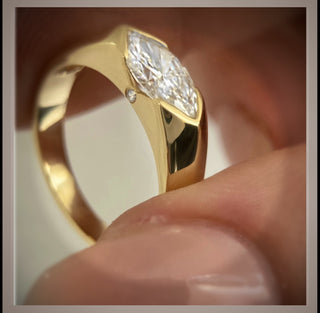 1.00 Ct Marquise Cut Diamond East West Bezel Set Solitaire Engagement Ring   *IGI Certified  *** By Chelsea Leigh and Company