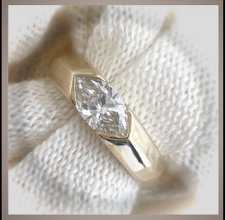 1.00 Ct Marquise Cut Diamond East West Bezel Set Solitaire Engagement Ring   *IGI Certified  *** By Chelsea Leigh and Company