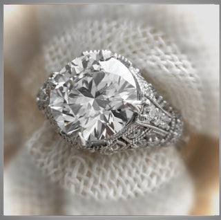 3.62 Ct Antique Edwardian Vintage Style  Hand Engraved Platinum Engagement Ring ***  By Chelsea Leigh and Company