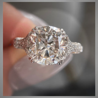 3.50 Ct Cushion Cut   Diamond Solitaire Engagement Ring Platinum  *** By Chelsea Leigh and Company