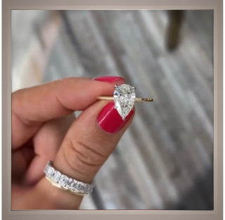 OnSale ***2.12 Ct  VVS2 F Antique Pear/ Brilliant Cut Pear Diamond Solitaire Engagement Ring *** By Chelsea Leigh and Company