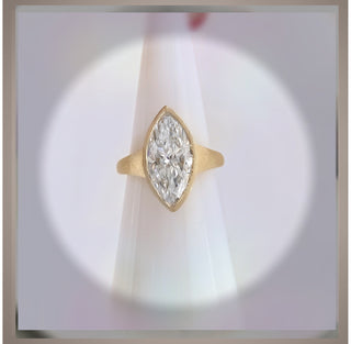 On Sale *** 4.00 Ct  Marquise Cut Diamond Bezel Set Solitaire Engagement Ring VS1 *IGI Certified  *** By Chelsea Leigh and Company