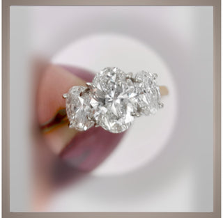 On Sale***3.75 Carat Three Stone Oval Diamond Engagement Ring  *** By Chelsea Leigh and Company