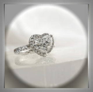 On Sale *** 2.20 Carat Heart Cut  Diamond Halo Engagement Ring VS1 E ***By Chelsea Leigh and Company