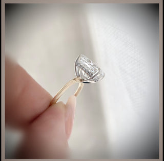 4.00 Ct Cushion Cut Diamond Solitaire Engagement Ring   14K & Platinum *** By Chelsea Leigh and Company