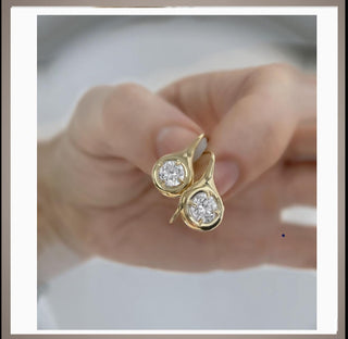 2.11 Ct  Orb Drop Puffy Bezel Earrings  French Wire Special Occasion  GIA Certified Wedding Bridal Earrings  ***By Chelsea Leigh and Company