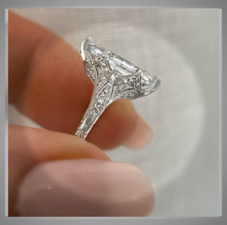 2.65 Ct Edwardian Antique Vintage Style Platinum Lozenge  Diamond BLOOMINGTON STYLE,CIRCA 1900 Engagement Ring *By Chelsea Leigh and Company