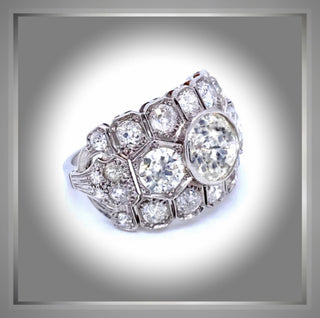 7 Carat Art Deco Inspired  Vintage Style Platinum Ring - Circa 1920- 1930 *** By Chelsea Leigh and Company