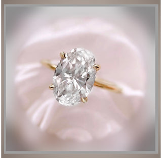 3.00 Ct  Brilliant Cut Oval Diamond Solitaire Engagement Ring   14K & Platinum *** By Chelsea Leigh and Company
