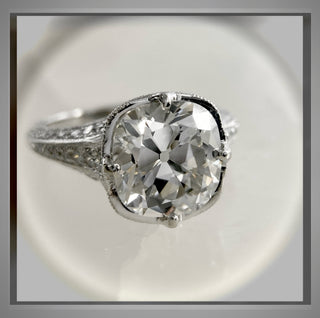3.75 Ct Old Mine cut Diamond Antique Vintage Style  Engagement Ring  ** By Chelsea Leigh & Company