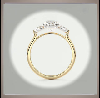 4.00 Carat  Pear Shaped Diamond Engagement Ring With Pear Diamond side Diamonds ***  By Chelsea Leigh and Company