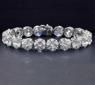20 Carat Brilliant Cut Round  Cut Diamond Tennis Bracelet