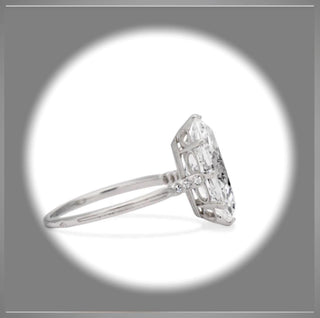 3.20 Ct. Edwardian Antique Vintage Style Platinum Engagement Ring with Moval Center Diamond *** By Chelsea Leigh & Company
