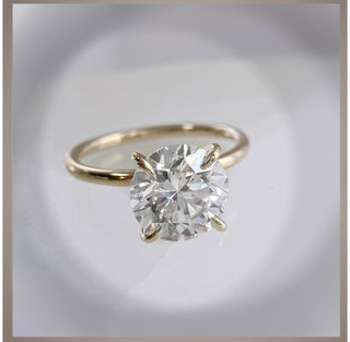On Sale *** 2.10 Ct Brilliant Cut Round Diamond Solitaire with Diamond Collar Engagement Ring 14K  *** By Chelsea Leigh and Company
