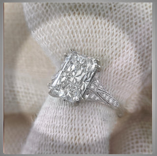 4.05 Ct Edwardian Antique Vintage Style Platinum Radiant  Diamond BLOOMINGTON STYLE,CIRCA 1900 Engagement Ring *By Chelsea Leigh and Company