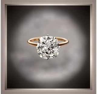 On SALE***3.15 Ct Cushion Cut Diamond Solitaire  Compass set Engagement Ring  VS1 F 14K & Platinum**By Chelsea Leigh and Company