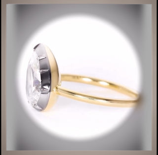 New *** 3 Ct  Brilliant Cut Tilted Pear Diamond Button Back Solitaire Engagement Ring VS1 *** By Chelsea Leigh and Company