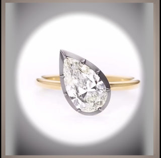 New *** 3 Ct  Brilliant Cut Tilted Pear Diamond Button Back Solitaire Engagement Ring VS1 *** By Chelsea Leigh and Company