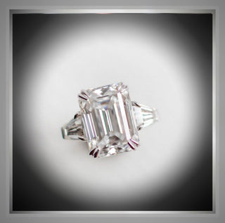 On SALE *** 4.50 Ct Emerald Cut Diamond Engagement Ring with Tapered Baguettes  VVS *** By Chelsea Leigh and Company