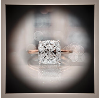 3.00 Ct Cushion Cut Diamond Solitaire Engagement Ring  VVS2  14K & Platinum