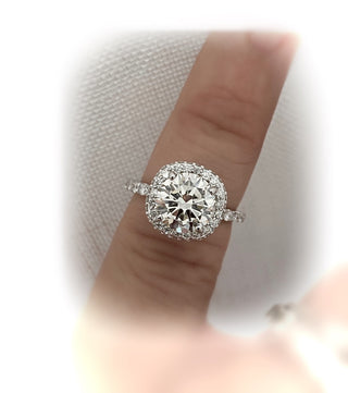 3.00 Ct Cushion Shaped Halo with Brilliant Cut Round Diamond Engagement Ring VS1  *** By Chelsea Leigh and Company