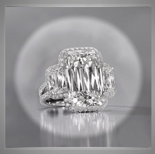 6.40 Ct Crisscut Style Diamond - Three Stone Ring VS1  Platinum By Chelsea Leigh & Company